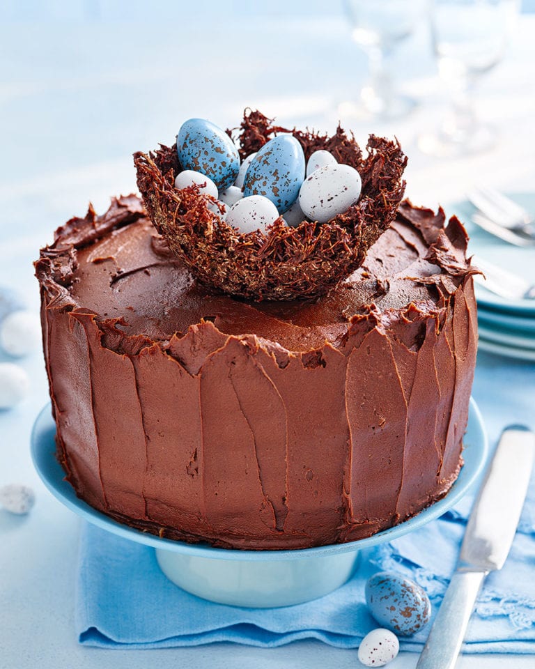 Chocolate nest Easter cake