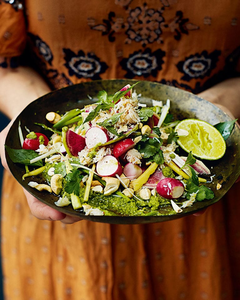 Crab and papaya slaw salad with coriander nahm jim