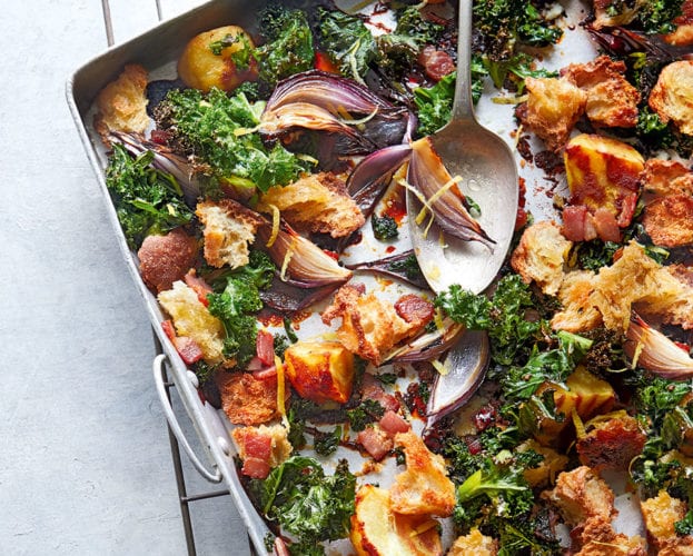 Roast potato, bacon and Marmite tray roast