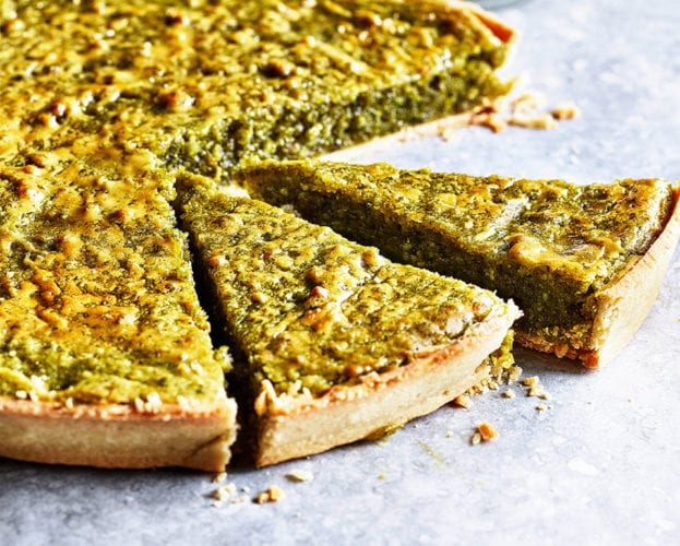Pistachio, orange and cardamom tart with goat’s milk yogurt