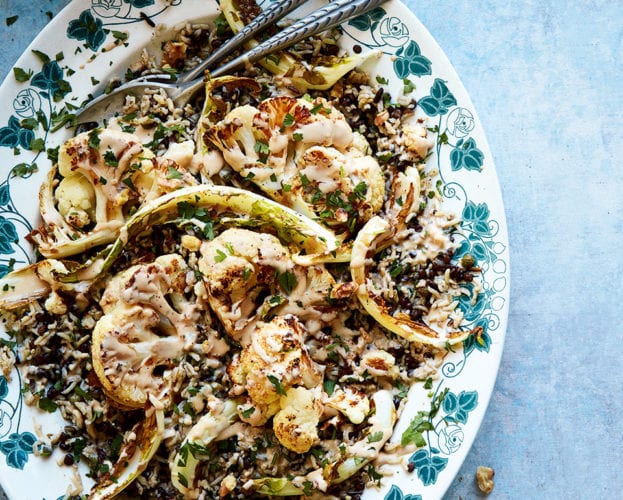 Roasted cauliflower with veggie bagna cauda