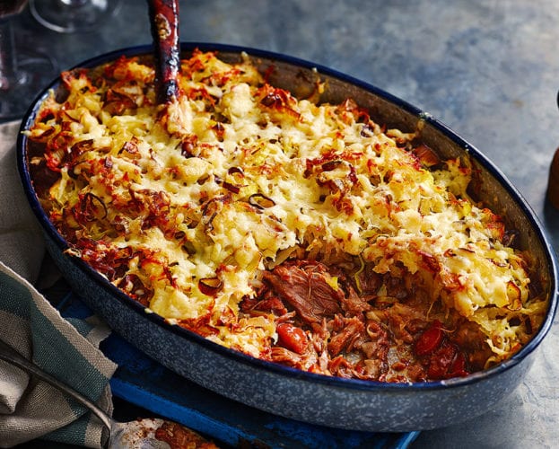 Slow-cooked lamb shank shepherd’s pie