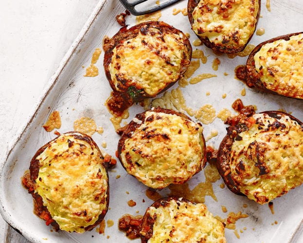 Spicy beef stuffed jackets