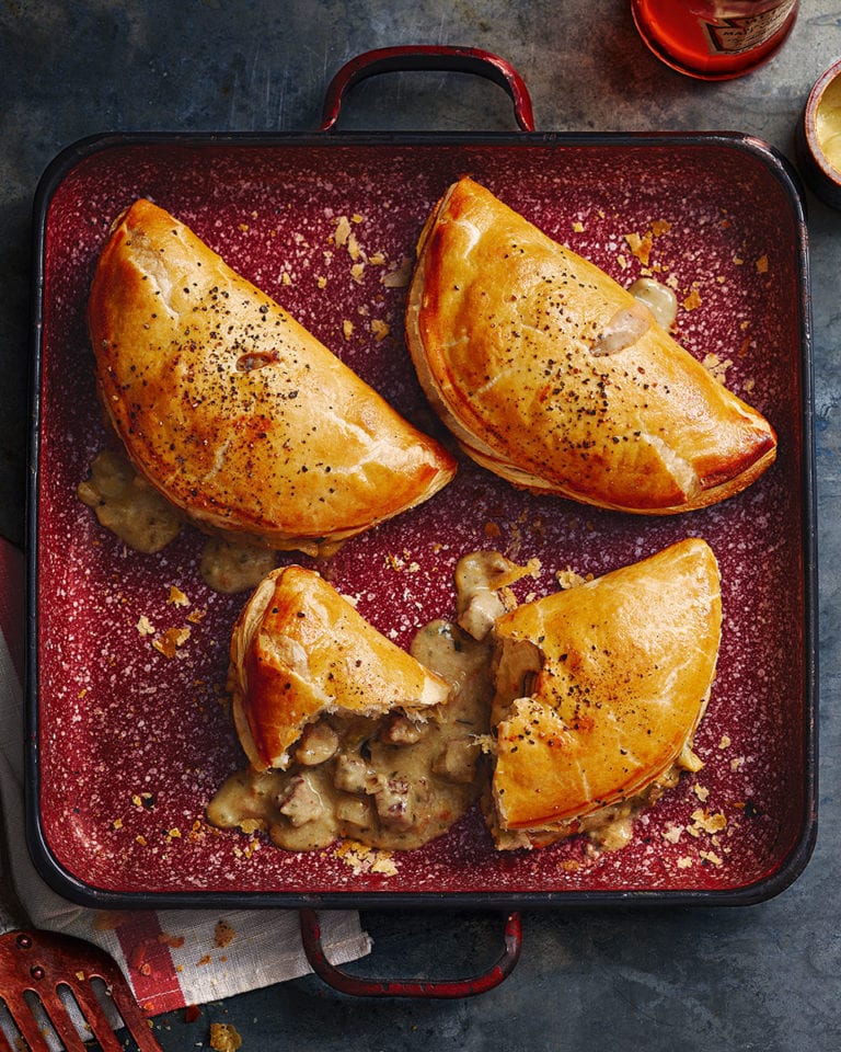 Cheesy steak and mushroom turnovers