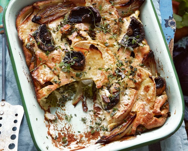 Roasted vegetable yorkshire pudding traybake
