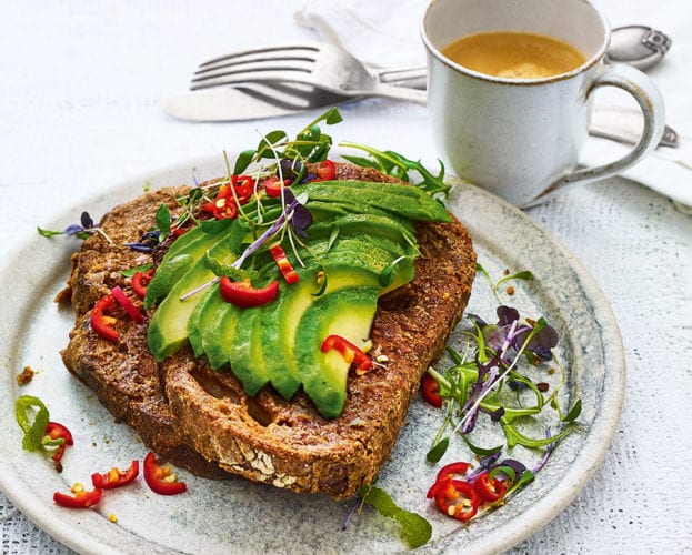 Satay french toast with avocado