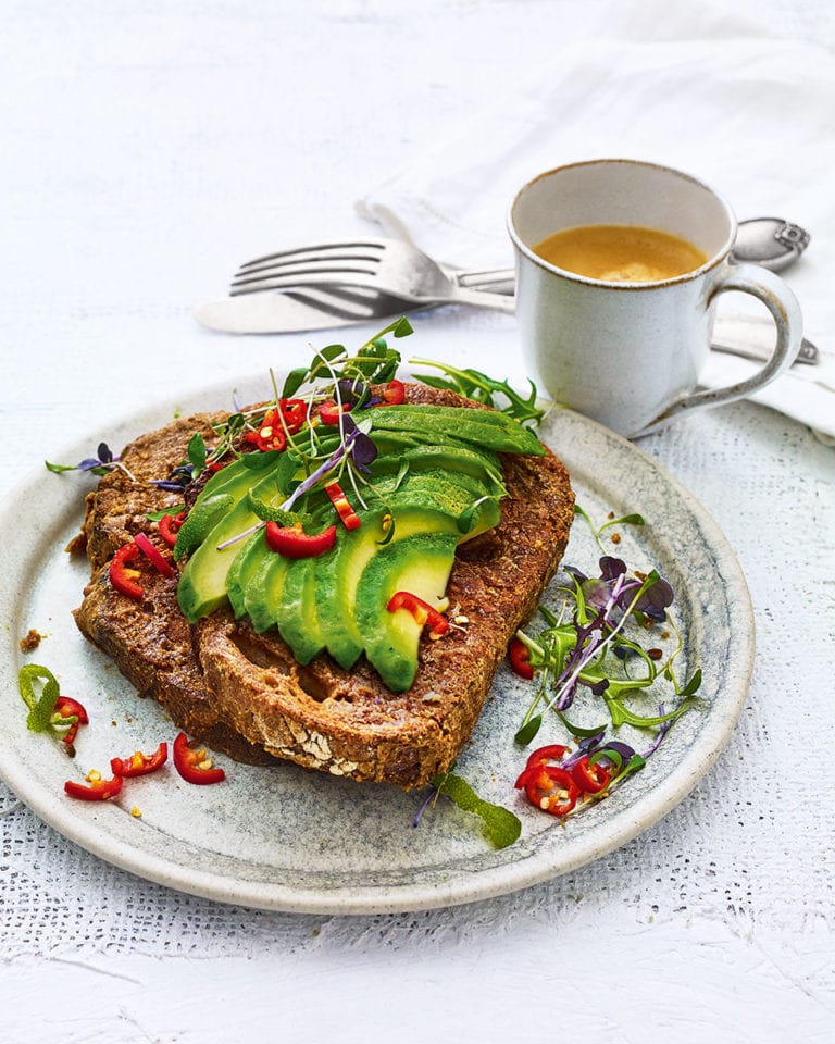 Satay french toast with avocado