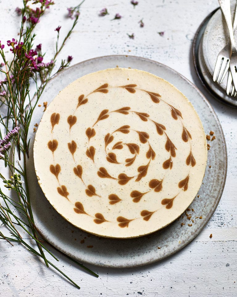 Hazelnut and cinnamon-swirl cheesecake