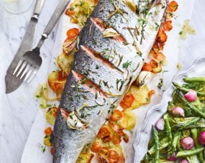 Whole roast salmon