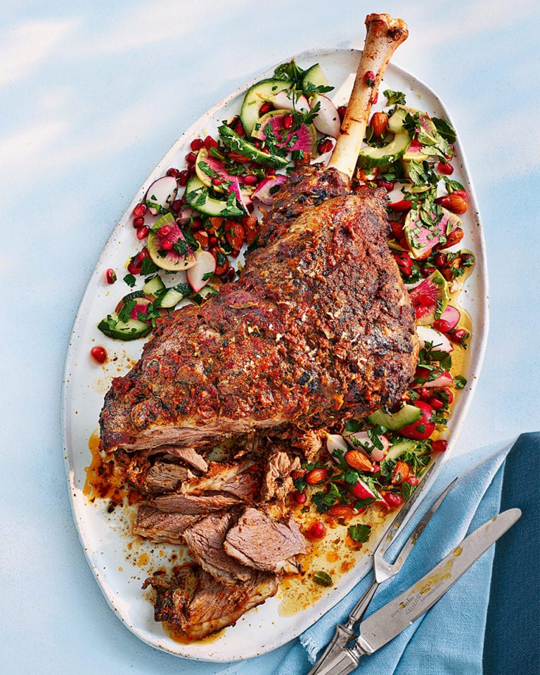 Harissa-spiced slow-roast lamb