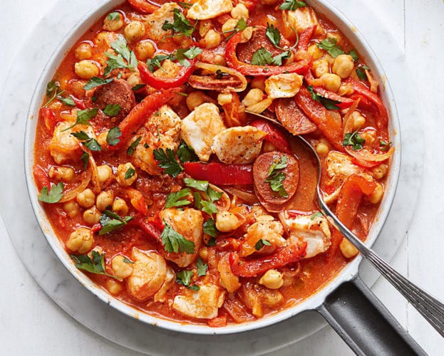 Spanish-style cod and chickpea stew