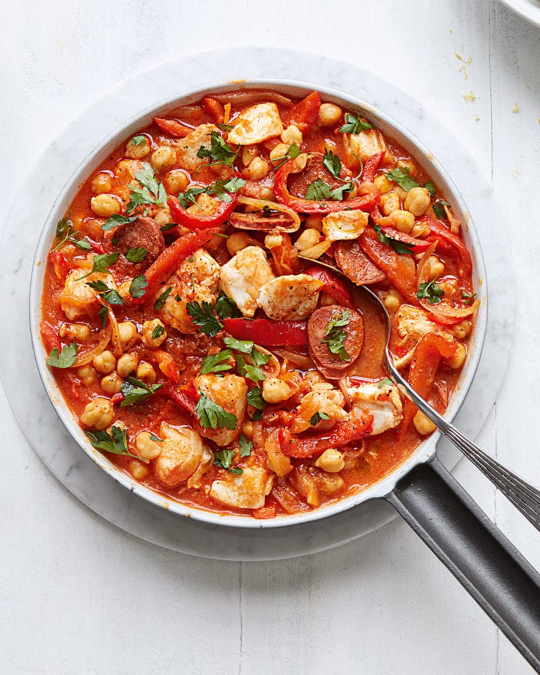 Spanish-style cod and chickpea stew