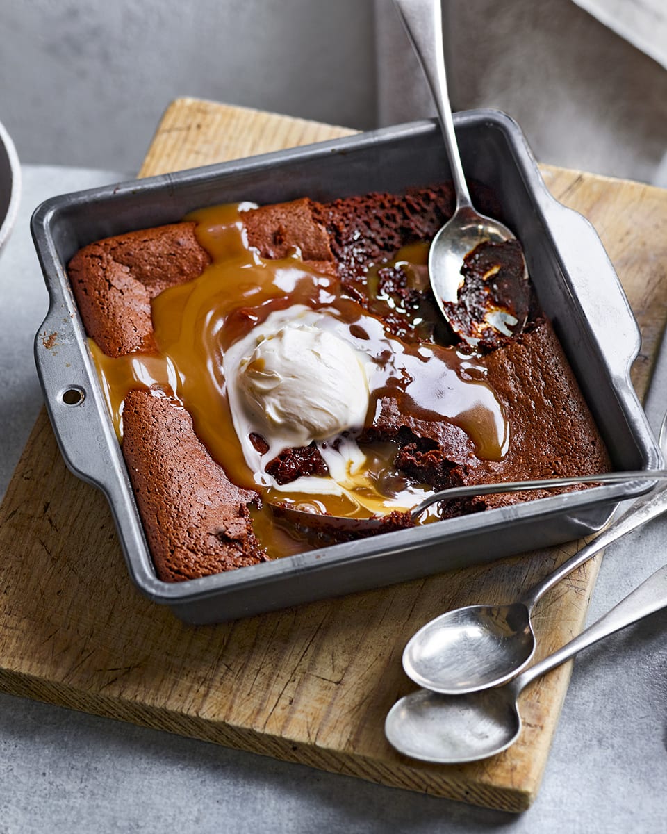 Salted caramel brownie pudding recipe | delicious. magazine