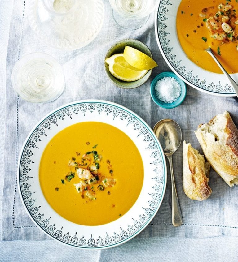 Prawn bisque in a bowl