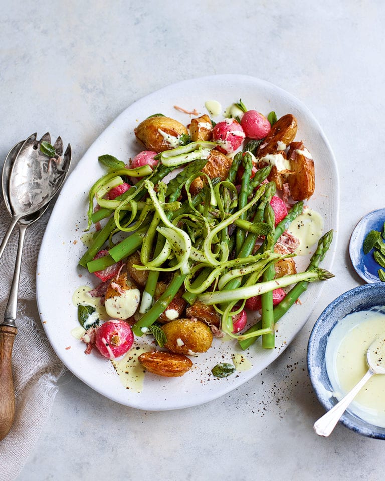 Asparagus, ham hock and potato salad