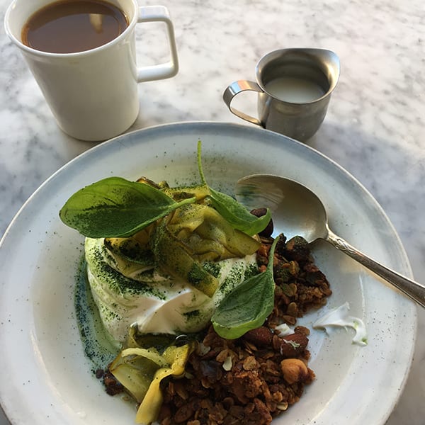 Granola with zucchini jam at Atelier September