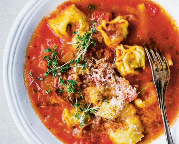 Tortellini drop soup
