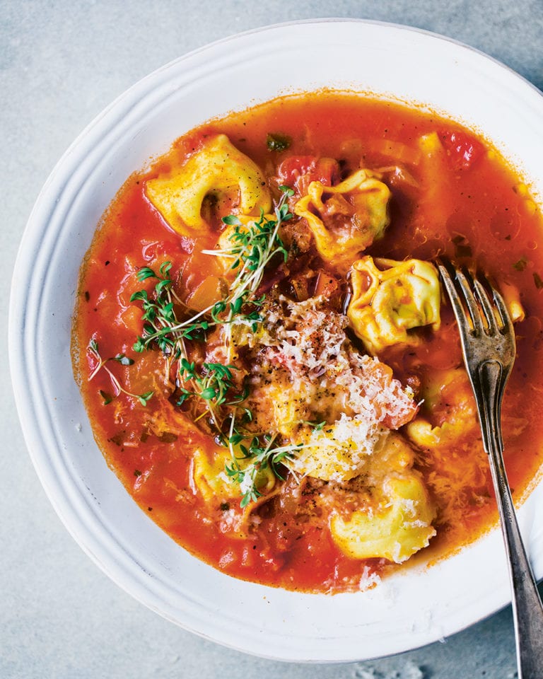 Tortellini drop soup