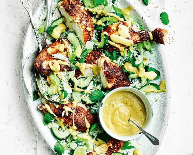 Warm satay chicken salad