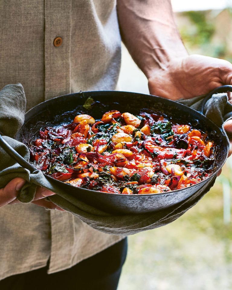 Greek-style giant baked beans