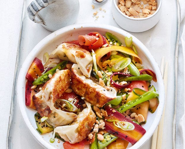 Vegetable gyoza dumpling stir-fry