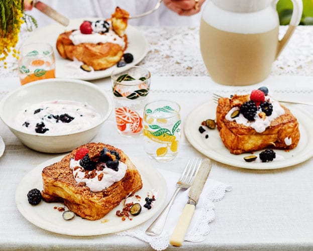 Praline pain perdu with berries