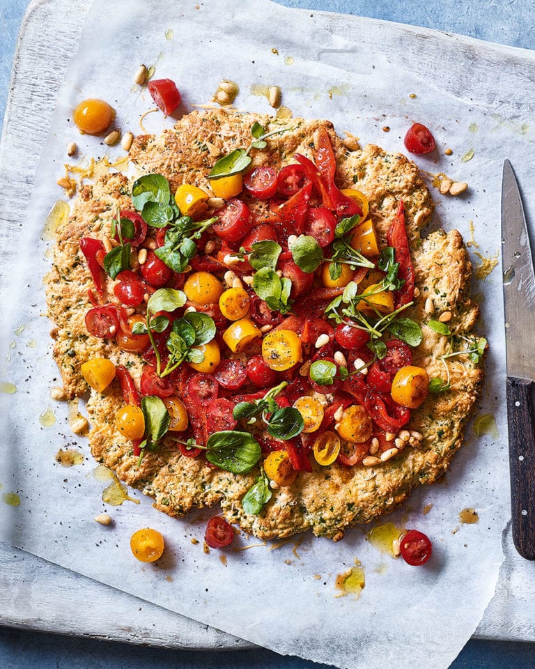 Watercress and tomato scone-based ‘pizza’