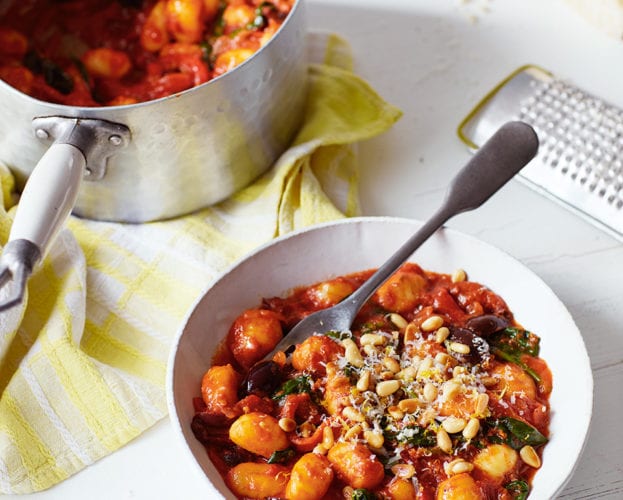 Tomato spinach and olive gnocchi