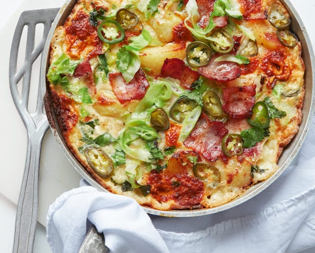 Jalapeño, bacon and crispy potato frittata