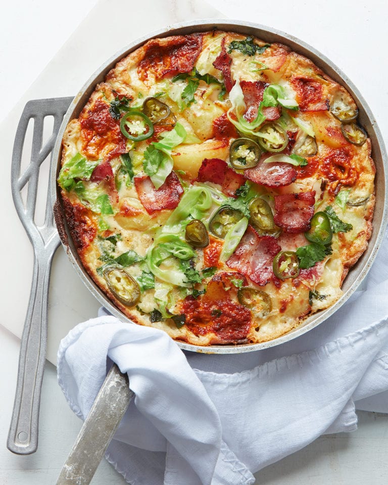 Jalapeño, bacon and crispy potato frittata