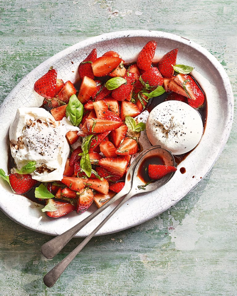 Burrata with balsamic strawberries