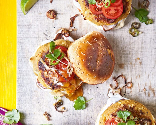 Spicy potato and cauliflower burger