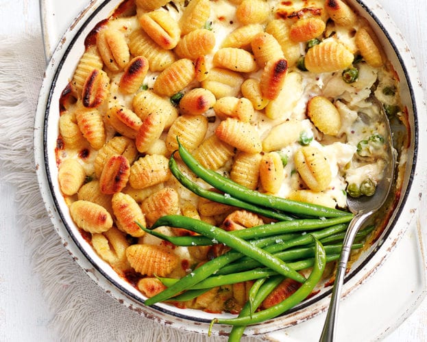 Fish pie gnocchi topping