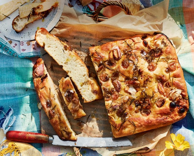 Herby gooseberry focaccia