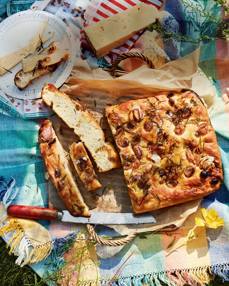 Herby gooseberry focaccia