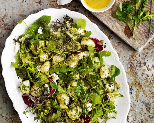 Warm new potatoes and blue cheese salad