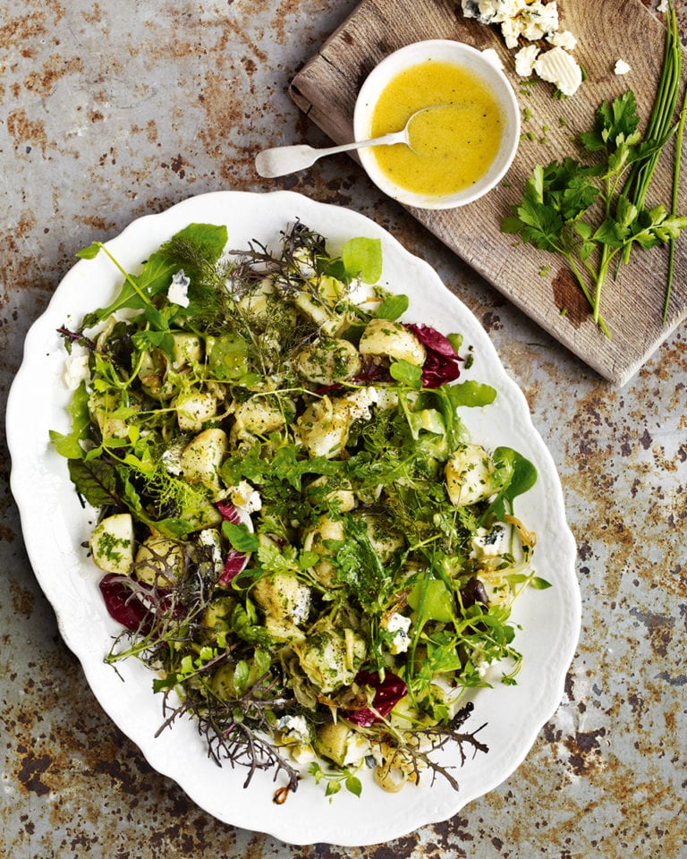 Warm new potatoes and blue cheese salad