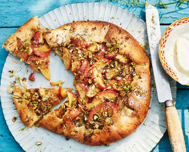 Peach and pistachio galette
