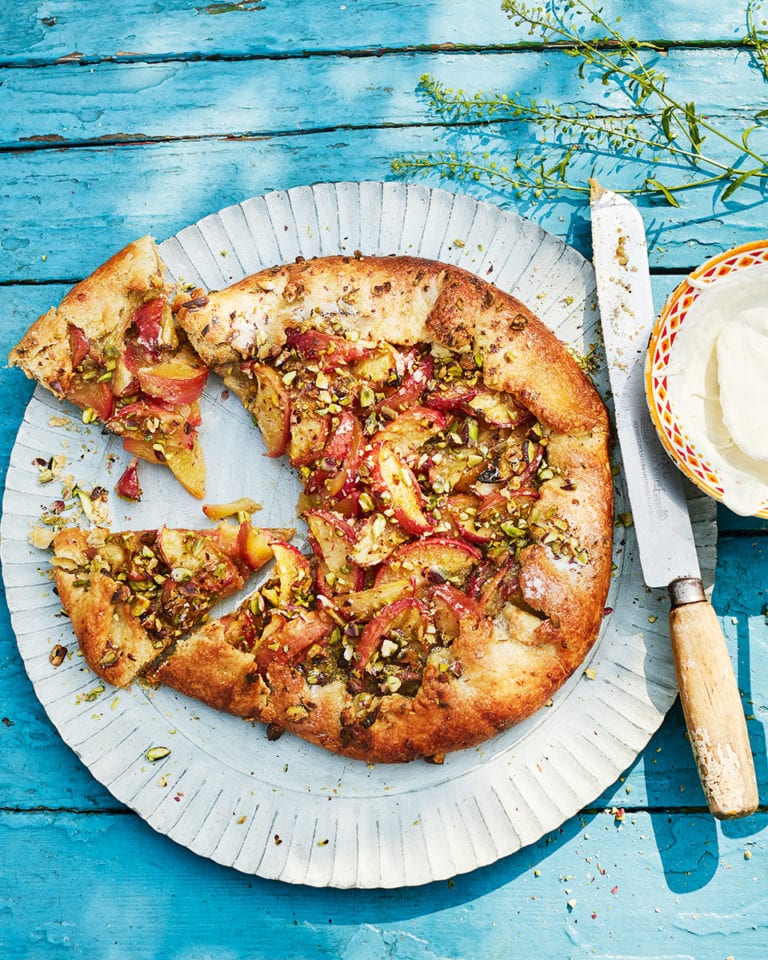 Peach and pistachio galette