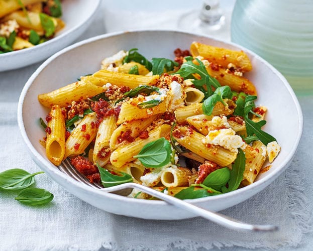 Chorizo and ricotta penne