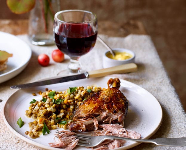 Confit duck with lentils