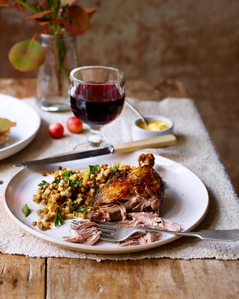 Confit duck with lentils