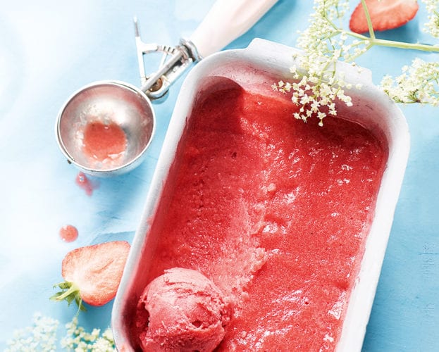 Strawberry and elderflower sorbet