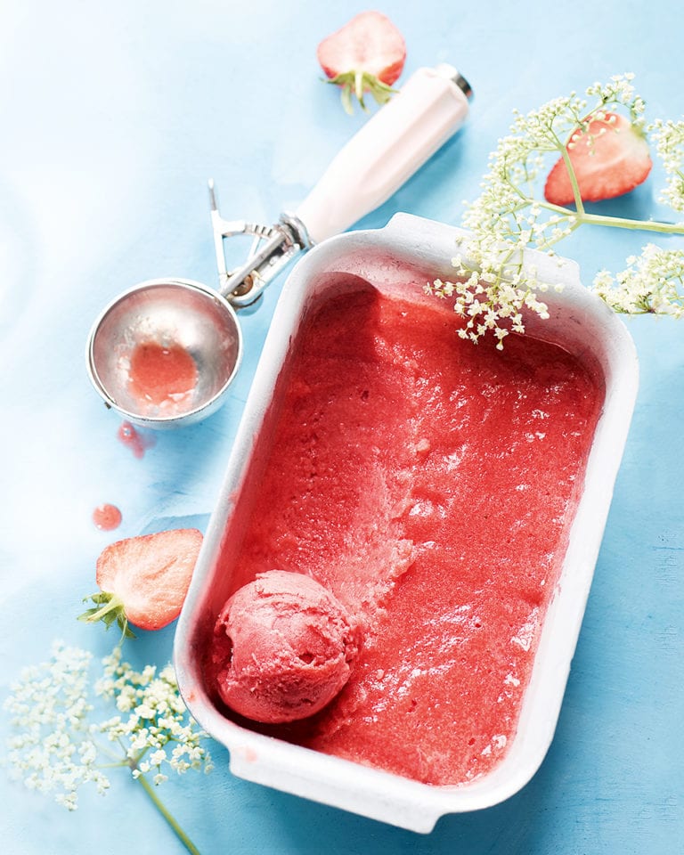 Strawberry and elderflower sorbet