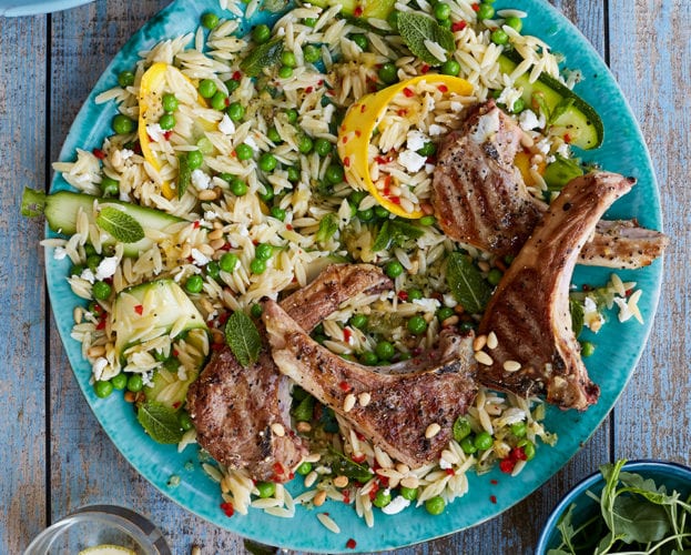 Summer lamb and orzo salad