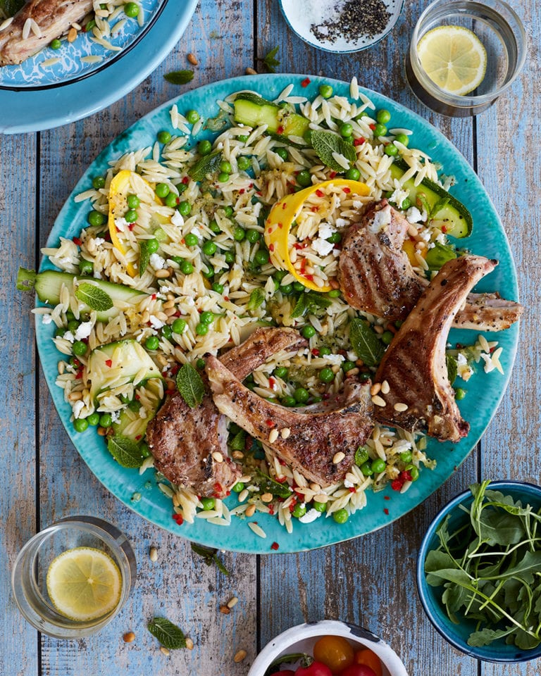 Summer lamb and orzo salad