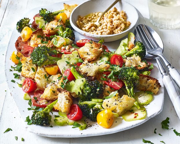 Broccoli and walnut panzanella