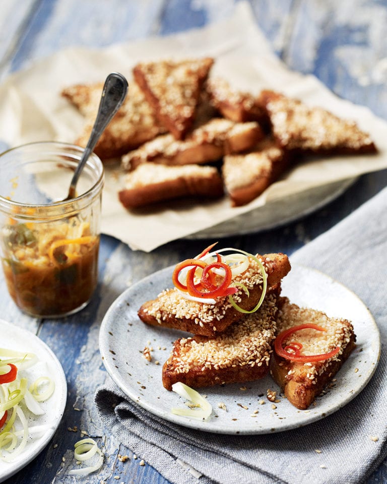 Spicy prawn toasts