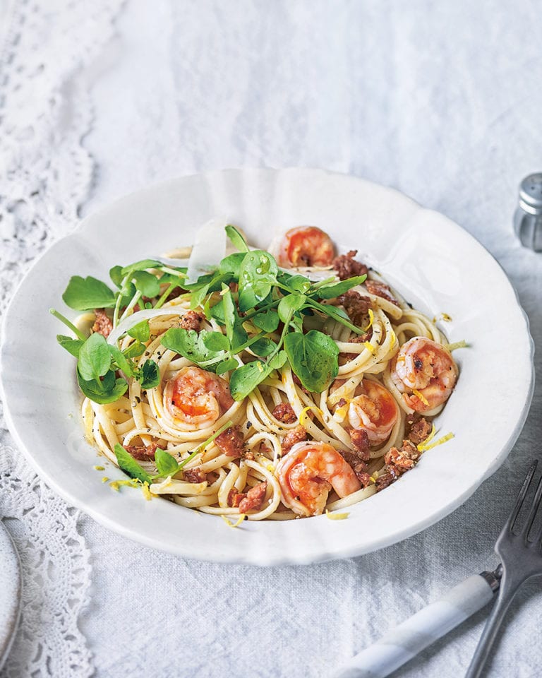 Surf and turf pasta