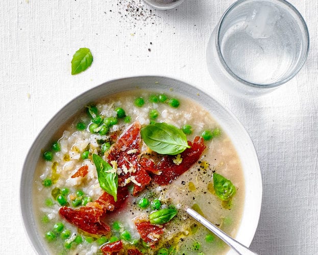 Risi e bisi with parma ham (Italian rice and peas)